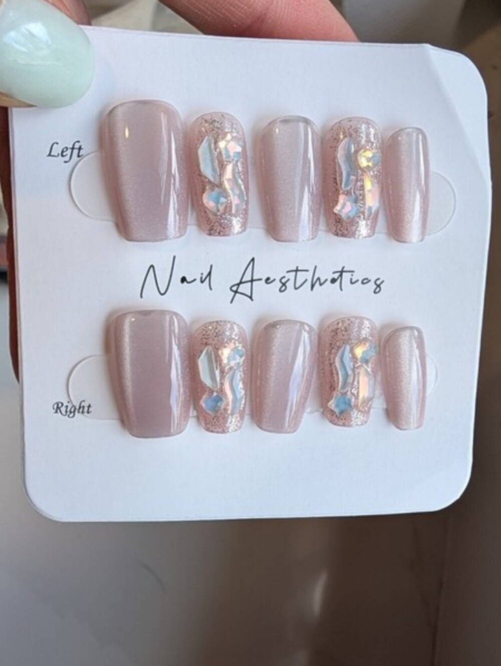 Cat Eye Press On Nails With Gems